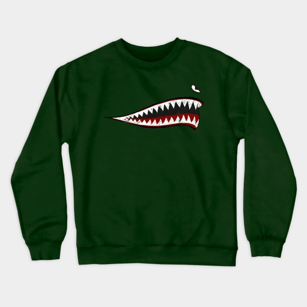 Sharkteeth P-40 Warhawk WWII fighter airplane nose art Crewneck Sweatshirt by DesignedForFlight